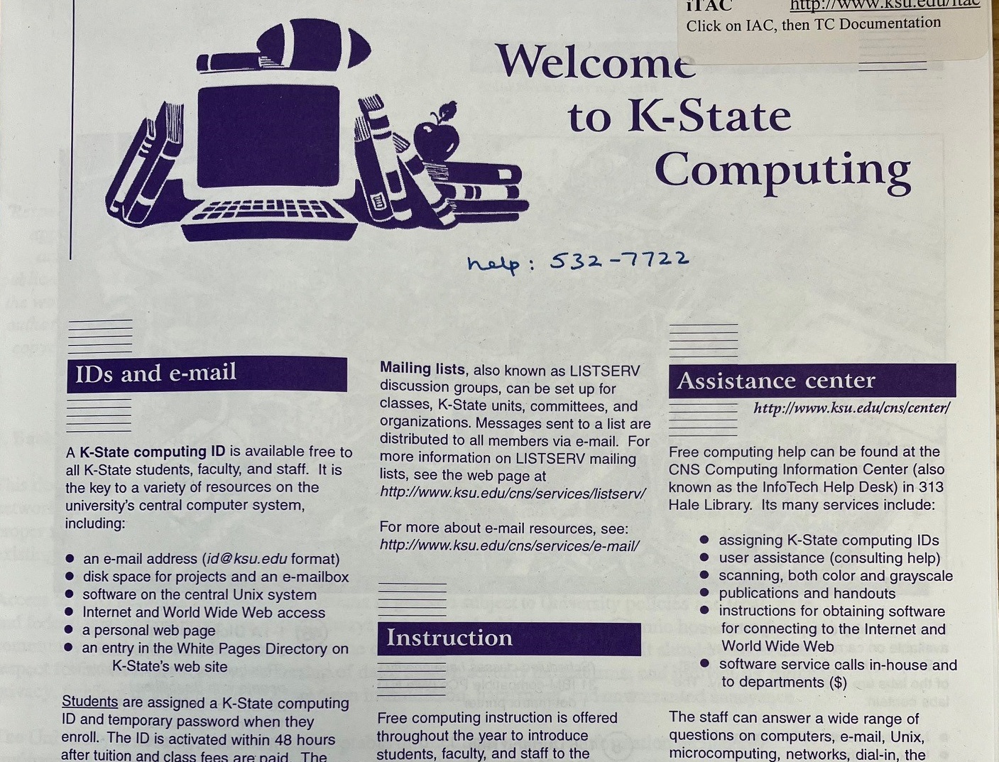 State Computing Service Found Object: K-State IT Resources, 1998-1999 – K-State English